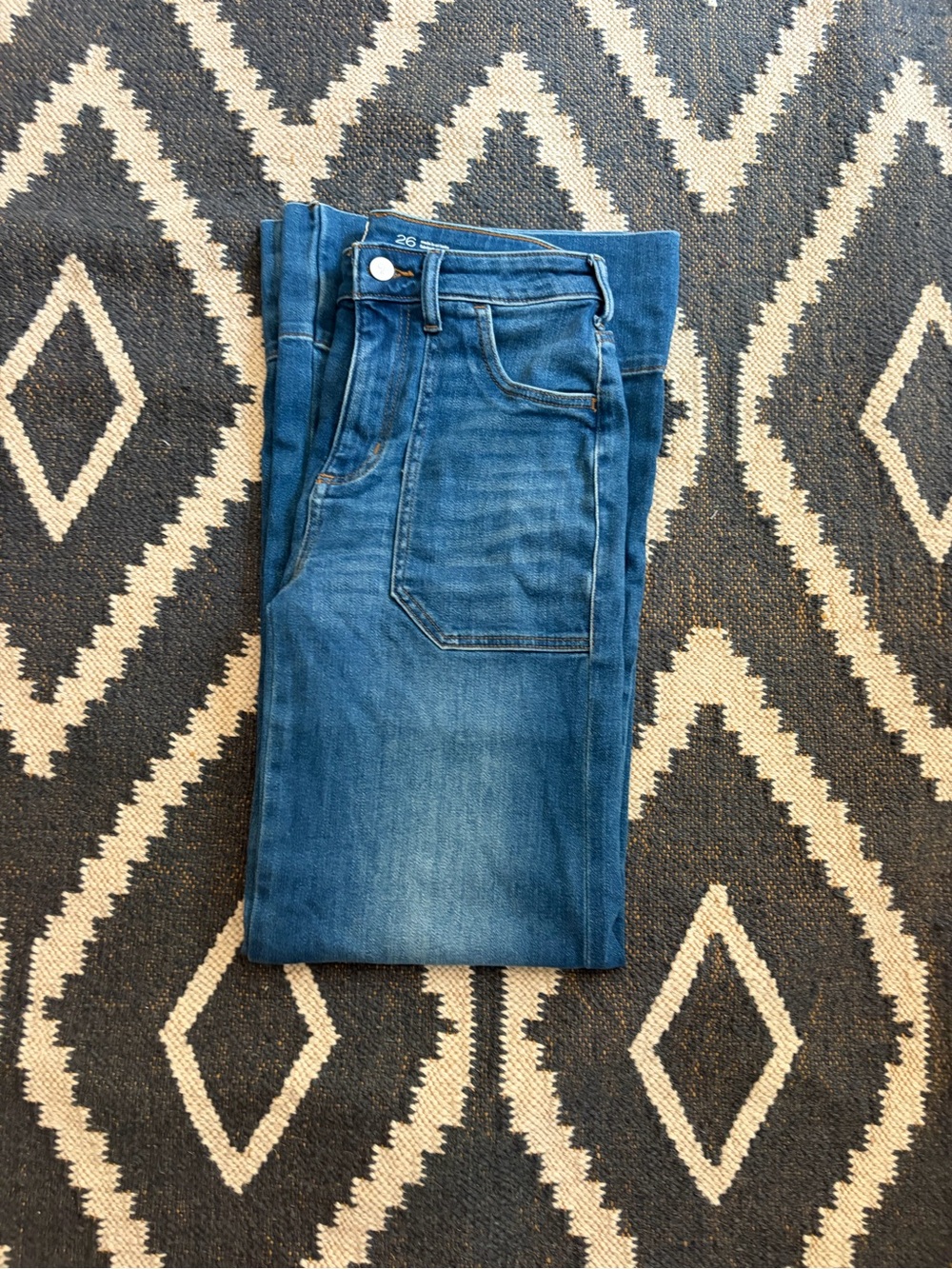 Pilcro Wide-Leg Dark Blue Denim Jeans - Picture 4 of 5